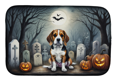 Spooky Halloween Dish Drying Mat (Dog Breed: Beagle 2011, size: 14  x 21")