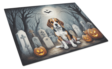 Spooky Halloween Glass Cutting Board (Dog Breed: Beagle 2011, size: large)
