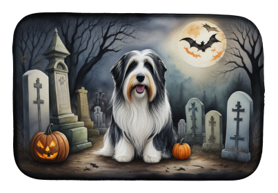 Spooky Halloween Dish Drying Mat (Dog Breed: Bearded Collie 2012, size: 14  x 21")