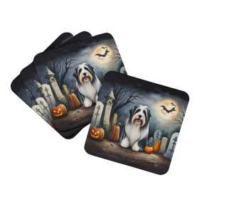 Spooky Halloween Foam Coasters (Dog Breed: Bearded Collie 2012, size: 3.5)
