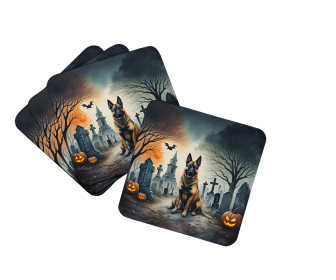 Spooky Halloween Foam Coasters (Dog Breed: Belgian Malinois 2013, size: 3.5)