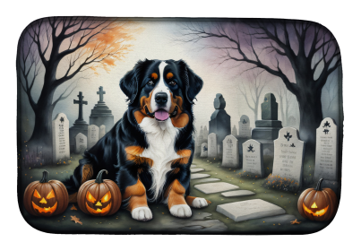 Spooky Halloween Dish Drying Mat (Dog Breed: Bernese Mountain Dog 2014, size: 14  x 21")
