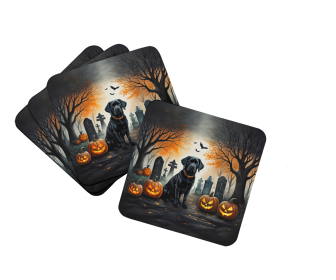 Spooky Halloween Foam Coasters (Dog Breed: Labrador Retriever  2015, size: 3.5)