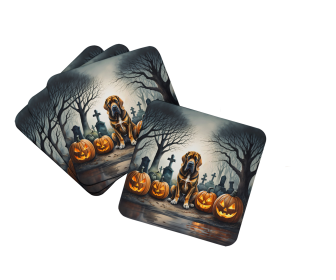 Spooky Halloween Foam Coasters (Dog Breed: Bloodhound  2017, size: 3.5)