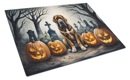 Spooky Halloween Glass Cutting Board (Dog Breed: Bloodhound  2017, size: large)