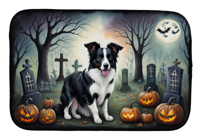 Spooky Halloween Dish Drying Mat (Dog Breed: Border Collie  2018, size: 14  x 21")