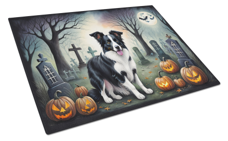 Spooky Halloween Glass Cutting Board (Dog Breed: Border Collie  2018, size: large)