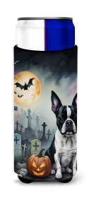 Spooky Halloween Hugger for Ultra Slim Cans (Dog Breed: Boston Terrier  2020, size: Slim Can)