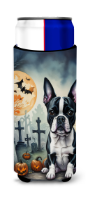 Spooky Halloween Hugger for Ultra Slim Cans (Dog Breed: Boston Terrier  2021, size: Slim Can)
