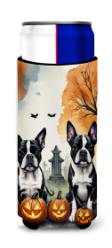 Spooky Halloween Hugger for Ultra Slim Cans (Dog Breed: Boston Terrier  2023, size: Slim Can)