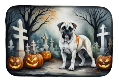Spooky Halloween Dish Drying Mat (Dog Breed: Boxer  2025, size: 14  x 21")