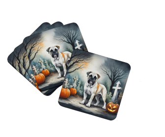 Spooky Halloween Foam Coasters (Dog Breed: Boxer  2025, size: 3.5)