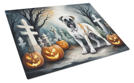 Spooky Halloween Glass Cutting Board (Dog Breed: Boxer  2025, size: large)
