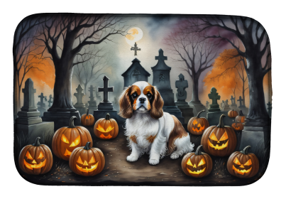 Spooky Halloween Dish Drying Mat (Dog Breed: Cavalier Spaniel  2030, size: 14  x 21")