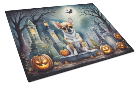 Spooky Halloween Glass Cutting Board (Dog Breed: Chihuahua  2031, size: large)