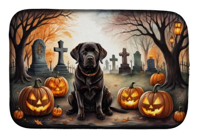 Spooky Halloween Dish Drying Mat (Dog Breed: Labrador Retriever  2032, size: 14  x 21")