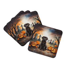 Spooky Halloween Foam Coasters (Dog Breed: Labrador Retriever  2032, size: 3.5)