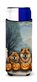 Spooky Halloween Hugger for Ultra Slim Cans (Dog Breed: Chow Chow  2034, size: Slim Can)