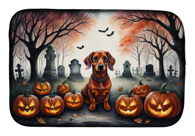 Spooky Halloween Dish Drying Mat (Dog Breed: Dachshund  2035, size: 14  x 21")