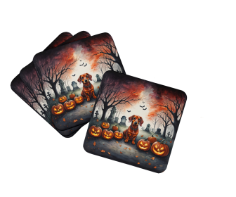 Spooky Halloween Foam Coasters (Dog Breed: Dachshund  2035, size: 3.5)