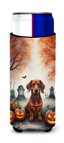 Spooky Halloween Hugger for Ultra Slim Cans (Dog Breed: Dachshund  2035, size: Slim Can)