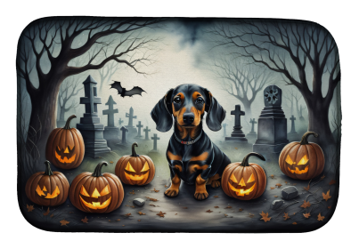 Spooky Halloween Dish Drying Mat (Dog Breed: Dachshund  2036, size: 14  x 21")