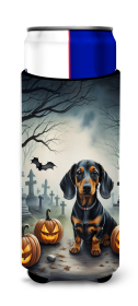 Spooky Halloween Hugger for Ultra Slim Cans (Dog Breed: Dachshund  2036, size: Slim Can)