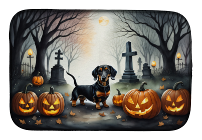 Spooky Halloween Dish Drying Mat (Dog Breed: Dachshund  2037, size: 14  x 21")