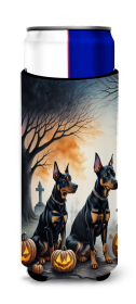 Spooky Halloween Hugger for Ultra Slim Cans (Dog Breed: Doberman Pinscher  2038, size: Slim Can)