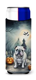 Spooky Halloween Hugger for Ultra Slim Cans (Dog Breed: English Bulldog  2039, size: Slim Can)