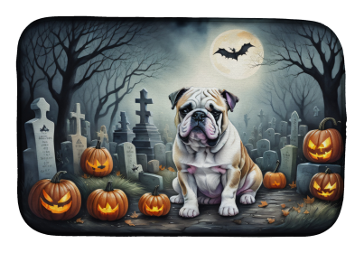 Spooky Halloween Dish Drying Mat (Dog Breed: English Bulldog  2040, size: 14  x 21")