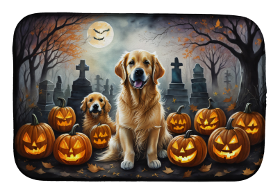 Spooky Halloween Dish Drying Mat (Dog Breed: Golden Retriever  2041, size: 14  x 21")