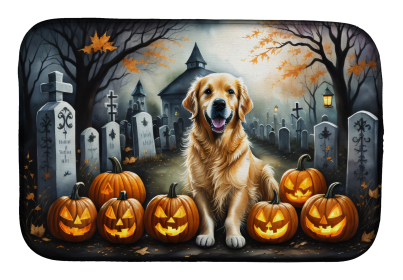 Spooky Halloween Dish Drying Mat (Dog Breed: Golden Retriever  2042, size: 14  x 21")