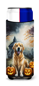 Spooky Halloween Hugger for Ultra Slim Cans (Dog Breed: Golden Retriever  2042, size: Slim Can)