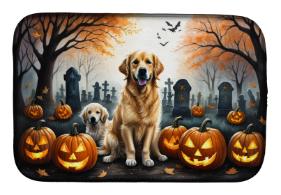 Spooky Halloween Dish Drying Mat (Dog Breed: Golden Retriever  2043, size: 14  x 21")