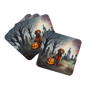 Spooky Halloween Foam Coasters (Dog Breed: Irish Setter  2044, size: 3.5)