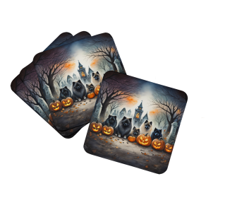 Spooky Halloween Foam Coasters (Dog Breed: Keeshond  2046, size: 3.5)