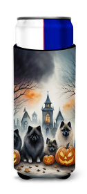Spooky Halloween Hugger for Ultra Slim Cans (Dog Breed: Keeshond  2046, size: Slim Can)