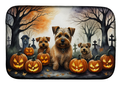 Spooky Halloween Dish Drying Mat (Dog Breed: Norfolk Terrier  2048, size: 14  x 21")