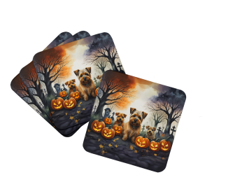 Spooky Halloween Foam Coasters (Dog Breed: Norfolk Terrier  2048, size: 3.5)