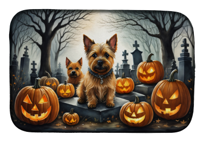 Spooky Halloween Dish Drying Mat (Dog Breed: Norwich Terrier  2049, size: 14  x 21")