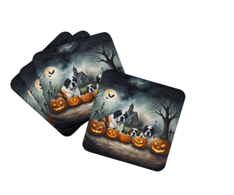 Spooky Halloween Foam Coasters (Dog Breed: Saint Bernard  2050, size: 3.5)