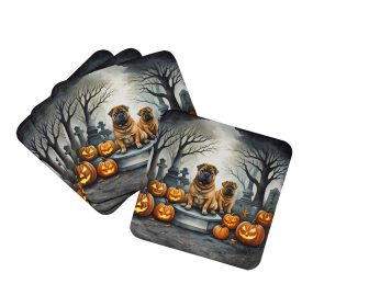 Spooky Halloween Foam Coasters (Dog Breed: Shar Pei  2052, size: 3.5)