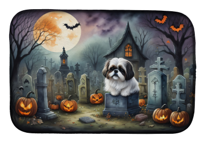 Spooky Halloween Dish Drying Mat (Dog Breed: Shih Tzu  2054, size: 14  x 21")