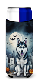 Spooky Halloween Hugger for Ultra Slim Cans (Dog Breed: Siberian Husky  2055, size: Slim Can)