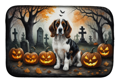 Spooky Halloween Dish Drying Mat (Dog Breed: Welsh Springer Spaniel  2057, size: 14  x 21")