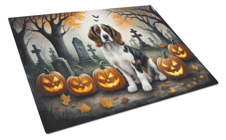 Spooky Halloween Glass Cutting Board (Dog Breed: Welsh Springer Spaniel  2057, size: large)