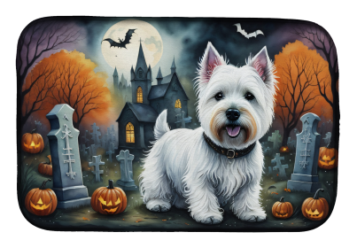Spooky Halloween Dish Drying Mat (Dog Breed: West Highland White Terrier  2058, size: 14  x 21")