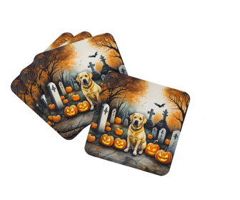 Spooky Halloween Foam Coasters (Dog Breed: Labrador Retriever  2059, size: 3.5)