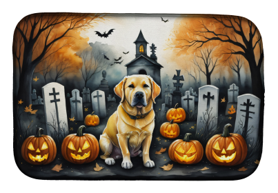 Spooky Halloween Dish Drying Mat (Dog Breed: Labrador Retriever  2060, size: 14  x 21")